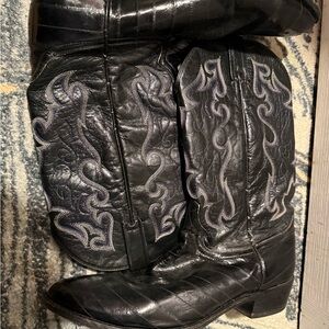 Dan Post Black Cowboy Boots with Silver Embroidery